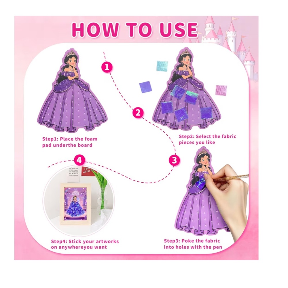 Purple Princess Diamond Art Sticker Kit